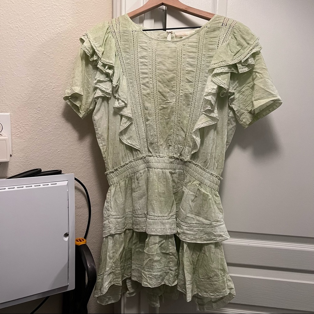 Love Shack Fancy Natasha Dress Moss Green L